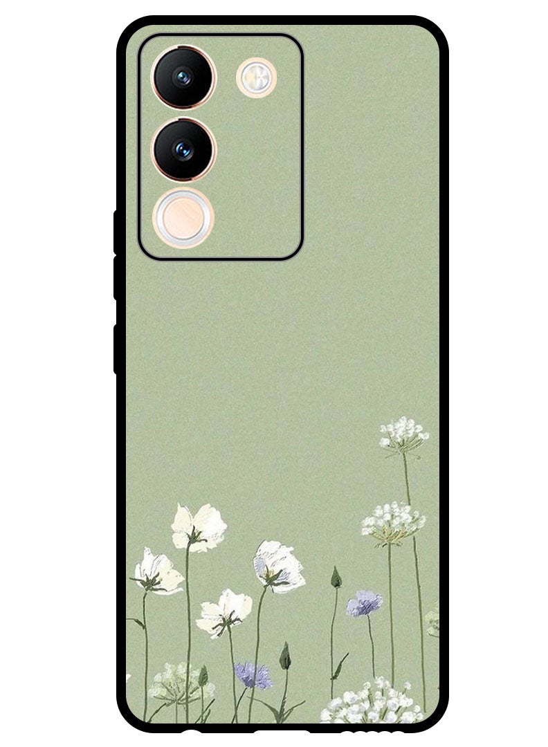 Theodor Protective Case Anti Scratch Shock Proof Bumper Cover For Vivo Y200 White Flowers (2)  - Image 1