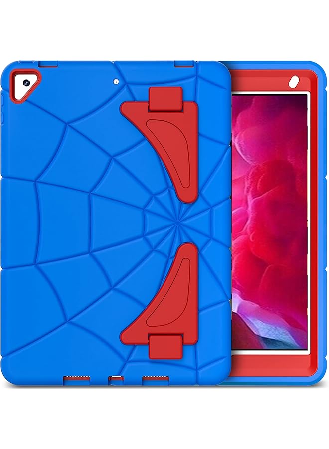 erorex Kids Case For iPad 9Th 8Th 7Th Generation (10.2 Inch 2021 2020 2019) Heavy Duty Shockproof 3 Layer Rugged Protective Cover With Stand For Children Boys Girls Blue Plus Red  - Image 1