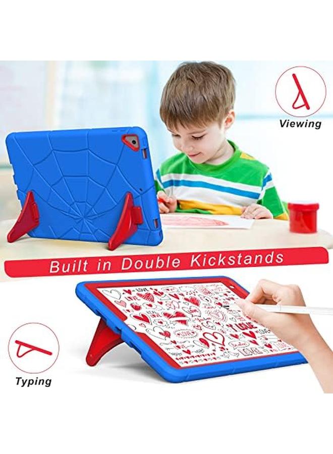 erorex Kids Case For iPad 9Th 8Th 7Th Generation (10.2 Inch 2021 2020 2019) Heavy Duty Shockproof 3 Layer Rugged Protective Cover With Stand For Children Boys Girls Blue Plus Red  - Image 4