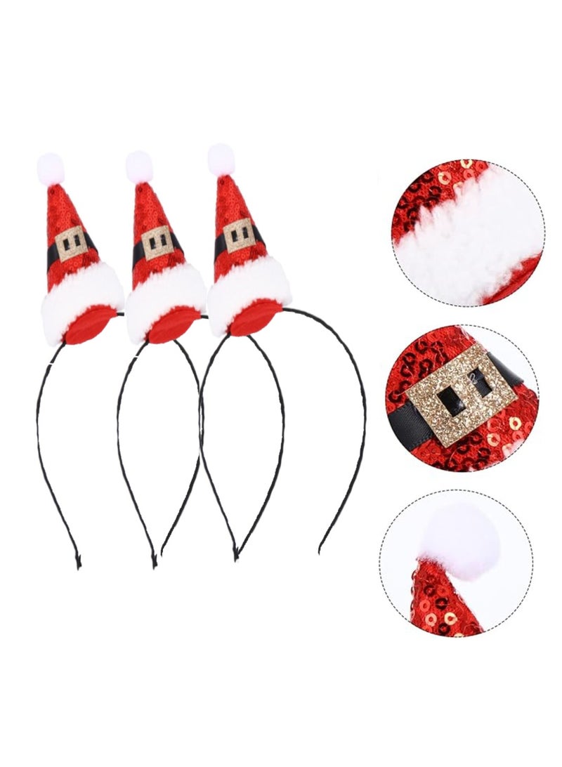 ThePartyPopper Pack of 3 Christmas Santa Hat Headband For Christmas Parties Costume Hair Bands - Image 2