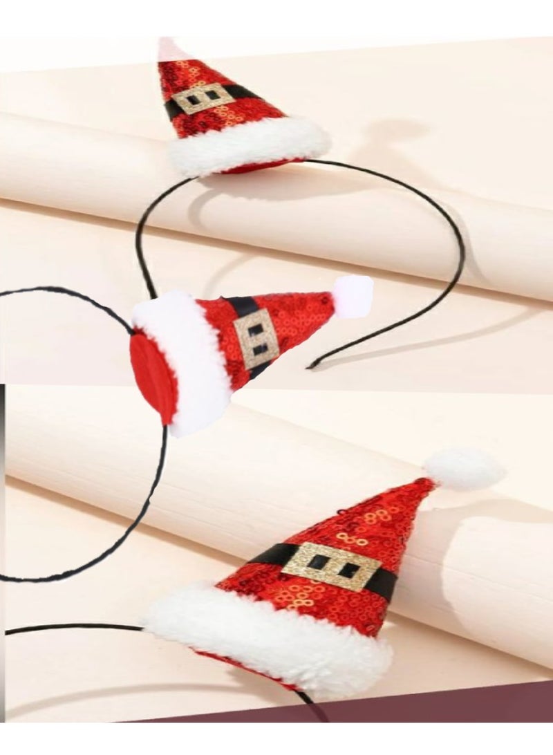 ThePartyPopper Pack of 3 Christmas Santa Hat Headband For Christmas Parties Costume Hair Bands - Image 4