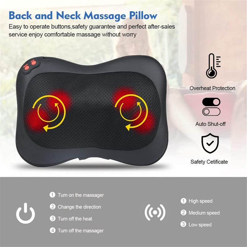 Shiatsu Back Neck Massager with Heat - Electric Massage Pillow for Muscle Pain Relief - Image 2