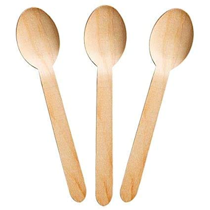 Adaamya® - 14 cm Biodegradable Disposable Wooden Spoon (Pack of 100) for Party, Events, Camping, Travel, Offices - Image 5