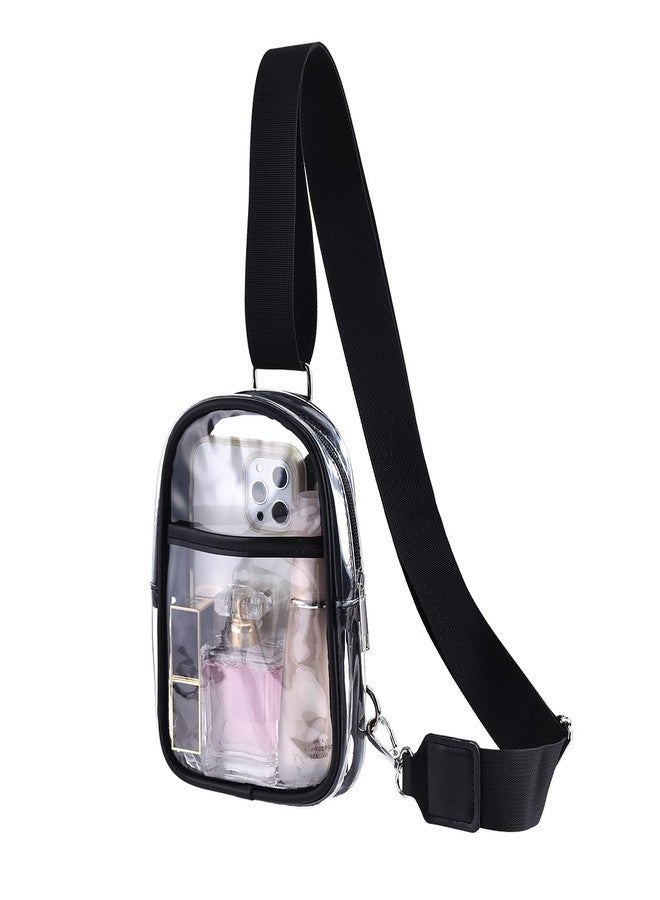 Cizenal Women's Clear Bag for Stadium Events, Clear Crossbody Bag Stadium Approved, Small Clear Purse Bag, Concert Transparent Bag, Black - Image 1