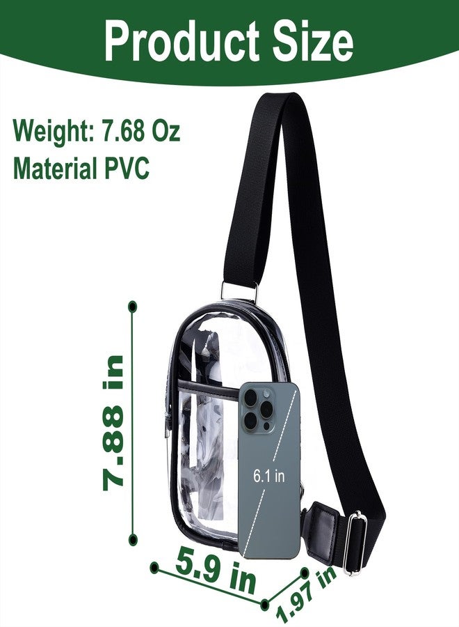 Cizenal Women's Clear Bag for Stadium Events, Clear Crossbody Bag Stadium Approved, Small Clear Purse Bag, Concert Transparent Bag, Black - Image 3