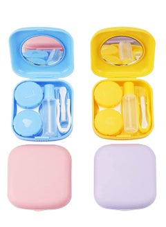Generic 4 PCS Colorful Contact Lens Case Portable Storage Kit with Mirror for Travel and Home Eye Care  - Image 1