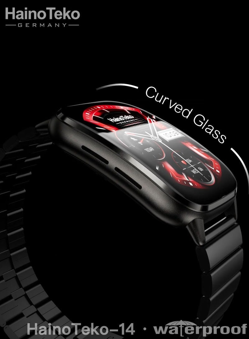 Haino Teko HainoTeko-14 AMOLED Display Waterproof Smart Watch for Men and Women with 10-Day Battery, Fitness Tracker, 3 Interchangeable Straps, Heart Rate Monitor, Sleep Tracking, Bluetooth Calling, Stylish Silver Design with Charging Cable Included - Image 3
