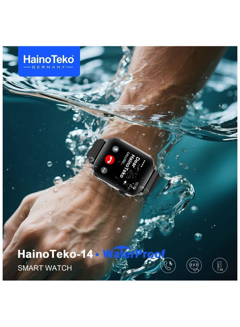 Haino Teko HainoTeko-14 AMOLED Display Waterproof Smart Watch for Men and Women with 10-Day Battery, Fitness Tracker, 3 Interchangeable Straps, Heart Rate Monitor, Sleep Tracking, Bluetooth Calling, Stylish Silver Design with Charging Cable Included - Image 5