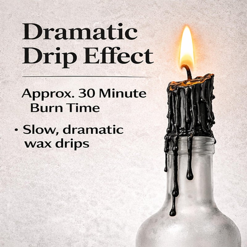 Funny Guy Mugs Black Drip Candles 6 Pack â€“ Unscented Wax Candle Sticks for Weddings, Parties, Gothic & Halloween Decor â€“ 6.5â€³ Tall Slow Drip Candles for Wine Bottles & Events - Image 3