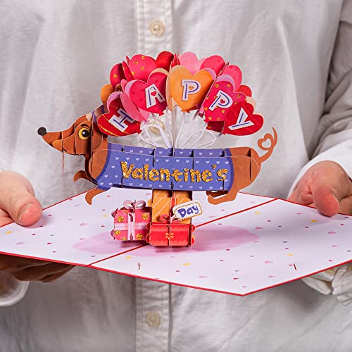 Paper Love Happy Valentine's Day Card, 3D Dog Pop Up Valentine Cards - 5" x 7" Cover - Includes Envelope and Removable Note Card - Image 2