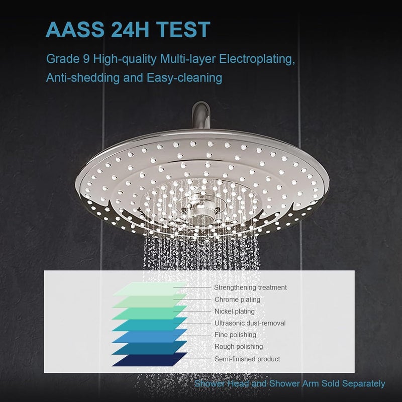 Offo Shower Head Extension Arm 13 in, Brushed Nickel S Shaped High Rise Extender with Flange Shower Head Pipe Arm - Image 4