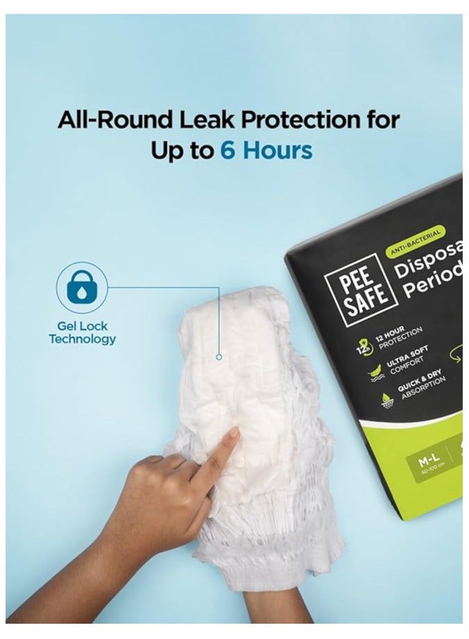 بيساف بي سيف سراويل نسائية لاستخدام مرة واحدة، مقاومة للتسرب، سراويل داخلية للدورة الشهرية لتدفق الدم الغزير، سهلة الارتداء توفر حماية 360 درجة، راحة طوال الليل، خالية من السموم ولا تسبب حساسية، 4 كلوتات - مقاس XL - L - Image 2