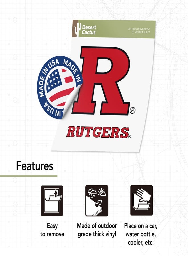 Desert Cactus Rutgers Sticker Vinyl Decal Laptop Water Bottle Car Scrapbook (4 Inch Set V1) - Image 4