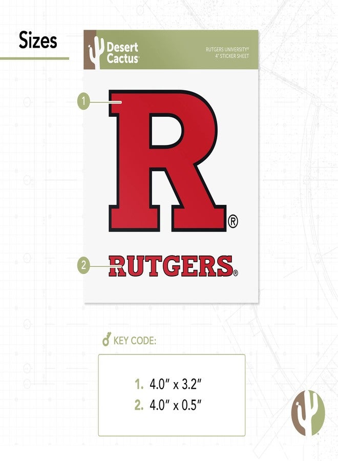 Desert Cactus Rutgers Sticker Vinyl Decal Laptop Water Bottle Car Scrapbook (4 Inch Set V1) - Image 3