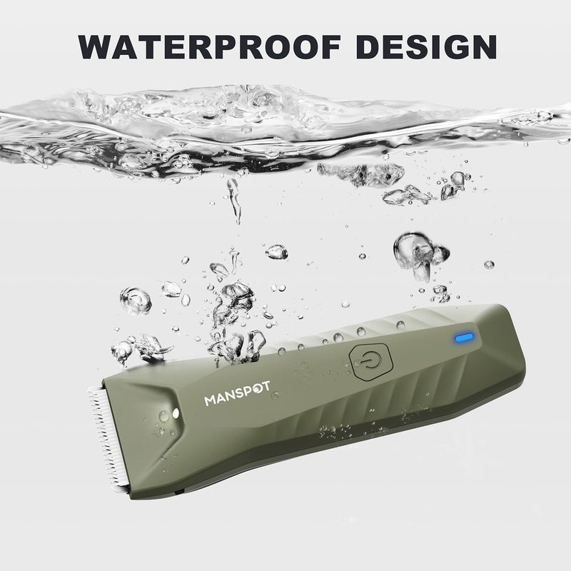 MANSPOT Manscape Trimmer for Men Ball/Pubic/Groin, Electric Body Hair Trimmer, Replaceable Ceramic Blade Heads,Waterproof for Wet/Dry Use,Standing Recharge Dock,90 Minutes Shaving After Charged(Green) - Image 5