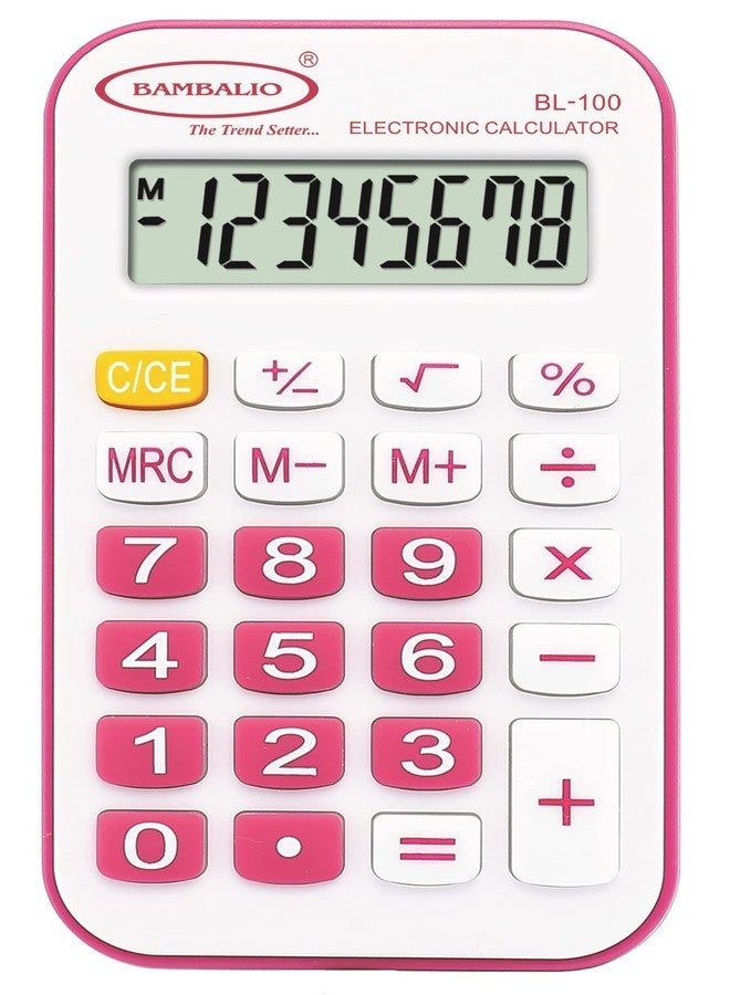 Bambalio 8 Digits BL-100 Portable Pocket Calculator with 3 Years Warranty Pink - Image 1