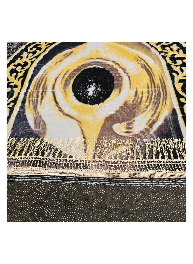 Fabienne Anti-Slip Velvet Top Muslim Prayer Mat Hajarul Aswad Printed Black 80x120 cm  - Image 3