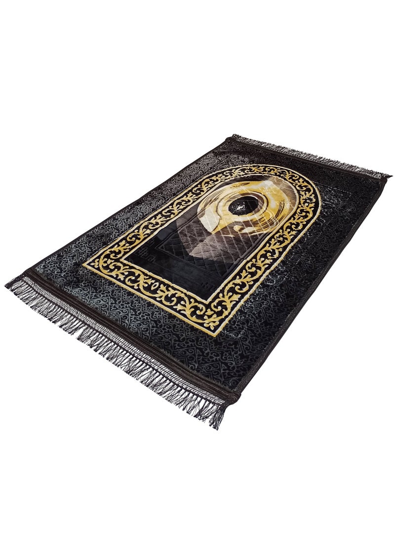 Fabienne Anti-Slip Velvet Top Muslim Prayer Mat Hajarul Aswad Printed Black 80x120 cm  - Image 4