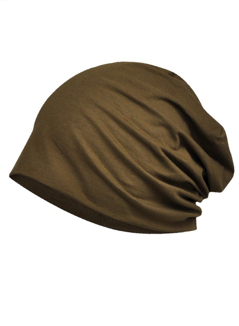 Infinity Scarf Headwear Cap Solid Color Beanie Hat Army Green 