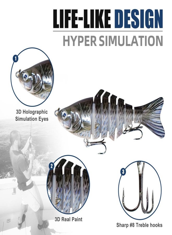 CTrowelpro 6PCS Fishing Lures for Freshwater and Saltwater,Slow Sinking Multi Jointed Swimbaits, Lifelike Lures for Bass Trout Crappie Walleye Pike - Image 3