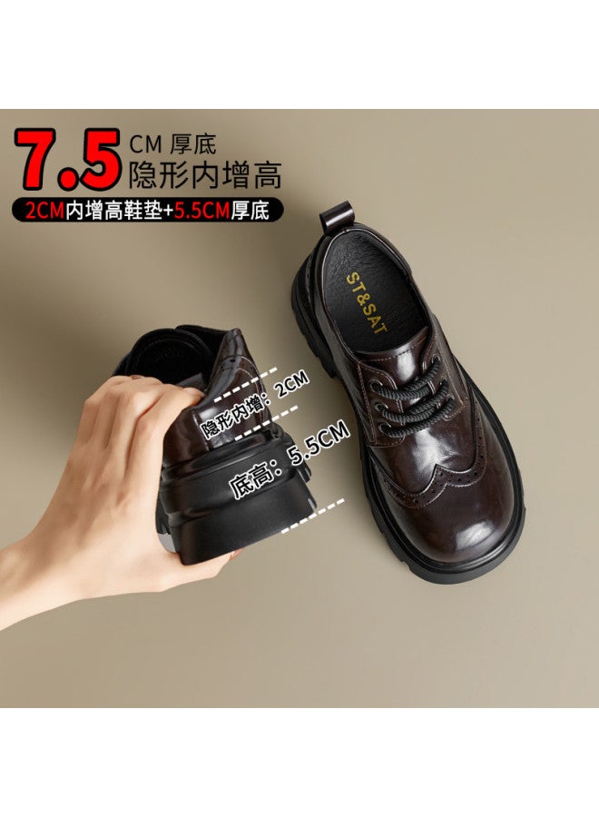 St&Sat Saturday Height-increasing Loafers 26 Spring Women's Shiny Surface Height-increasing Flats - Image 4