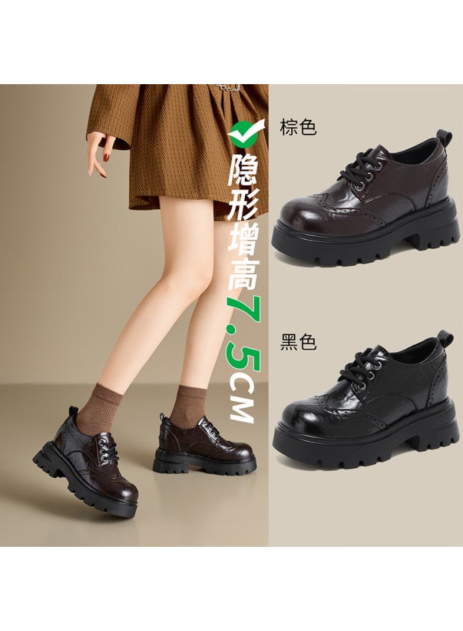 St&Sat Saturday Height-increasing Loafers 26 Spring Women's Shiny Surface Height-increasing Flats - Image 2