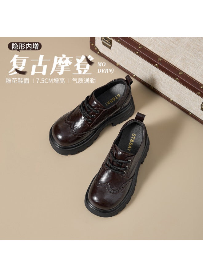St&Sat Saturday Height-increasing Loafers 26 Spring Women's Shiny Surface Height-increasing Flats - Image 5