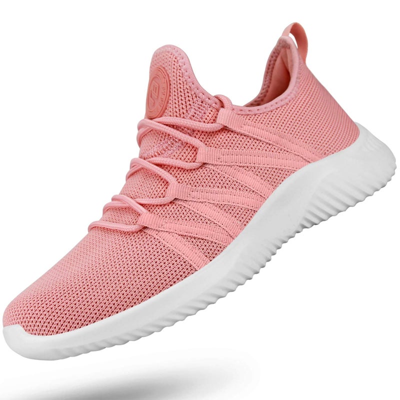Feethit Womens Slip On Running Shoes Non Slip Walking Shoes Lightweight Gym Workout Shoes Breathable Fashion Sneakers All Pink Size 10.5 - Image 1