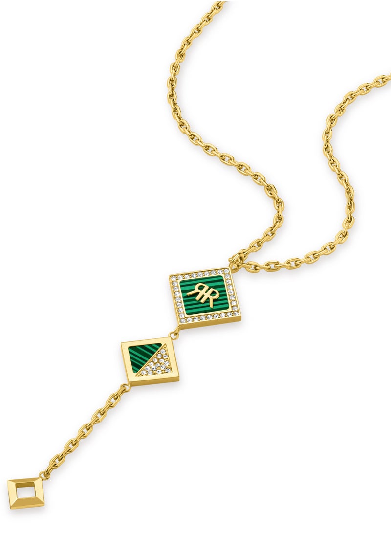 CERRUTI 1881 - Diamante Gold Plated Necklace with Green Pendant for Women - Image 1