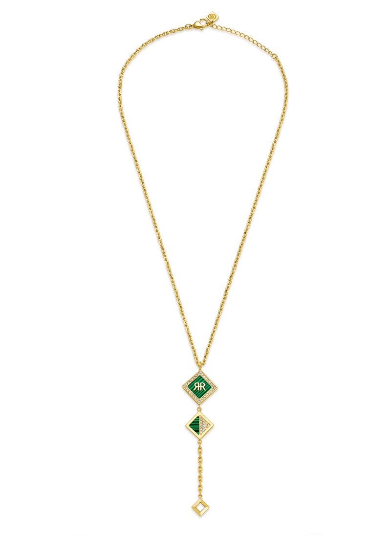 CERRUTI 1881 - Diamante Gold Plated Necklace with Green Pendant for Women - Image 1