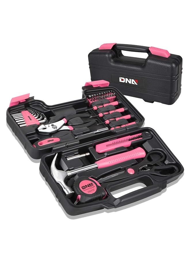 39 Piece Household Tool Set General Repair Small Hand Tool Kit Storage Case For Home Garage Office College Dormitory Use Pink Tools 00009  - Image 1