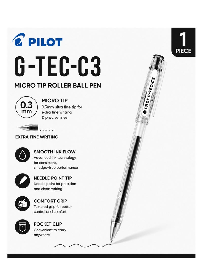 PILOT 1-Piece G-Tec Ulta Fine Tip Roller Ball Pen 0.3mm Black - Image 1
