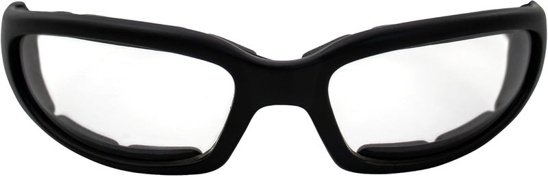 Global Vision Chicago Padded Motorcycle Riding Sunglasses 2 Pack Black Frames Clear & Smoke Lenses - Image 2
