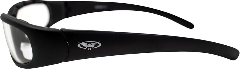 Global Vision Chicago Padded Motorcycle Riding Sunglasses 2 Pack Black Frames Clear & Smoke Lenses - Image 3