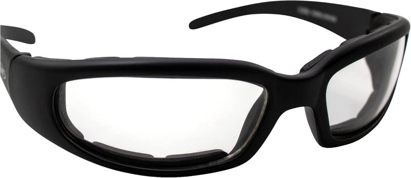 Global Vision Chicago Padded Motorcycle Riding Sunglasses 2 Pack Black Frames Clear & Smoke Lenses - Image 5