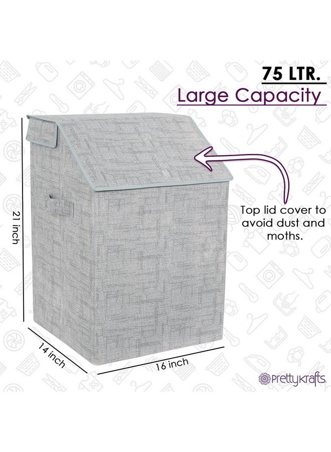 PrettyKrafts 75 LTR Foldable Laundry Basket for Clothes | Jute Laundry Bag | Washing Clothes Storage Basket | Toy Storage Organizer | 40x35x53cm | Grey - Image 3