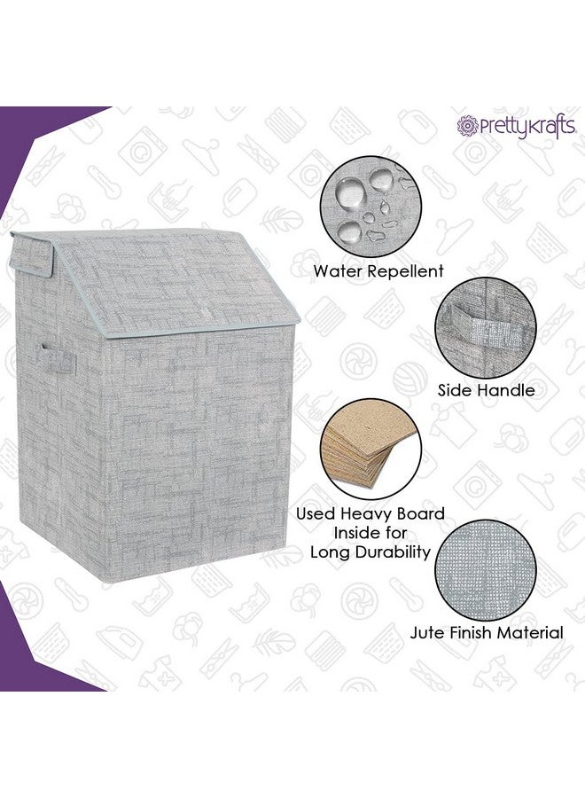 PrettyKrafts 75 LTR Foldable Laundry Basket for Clothes | Jute Laundry Bag | Washing Clothes Storage Basket | Toy Storage Organizer | 40x35x53cm | Grey - Image 2