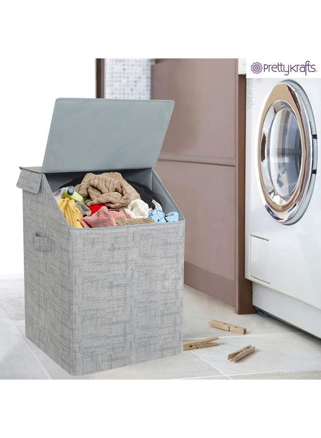 PrettyKrafts 75 LTR Foldable Laundry Basket for Clothes | Jute Laundry Bag | Washing Clothes Storage Basket | Toy Storage Organizer | 40x35x53cm | Grey - Image 5