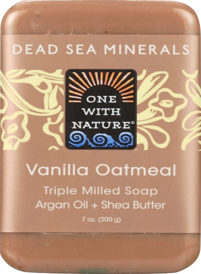 ONE WITH NATURE Dead Sea Minerals Soap, Shea Butter, Argan Oil, Magnesium, Sulfur, Minerals, All Skin Types, Problem Skin, Therapeutic, Natural, Vanilla Oatmeal, 7 Oz Bar (1 Pack)