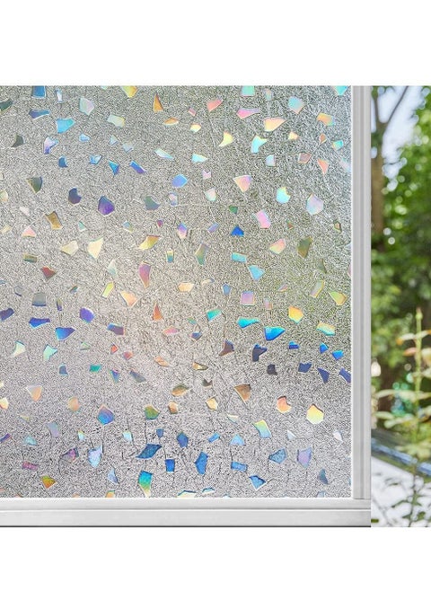 Window Privacy Film, 3D Decorative Colored Windows Hidden UV Non-adhesive Electrostatic Stained Glass Decals Static Adhesion Gravel Design DIY Cuttable Home Decoration (45x200 cm)