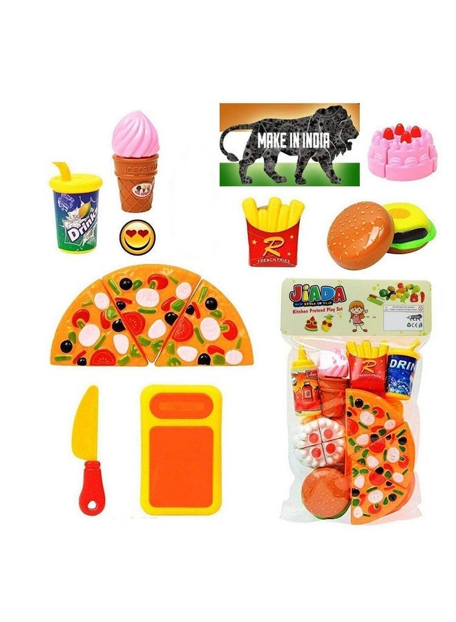 Flywind Pizza Party Fast Food Pretend Cooking & Cutting Play Set Toy for Kids (Multi-Color) - Image 3