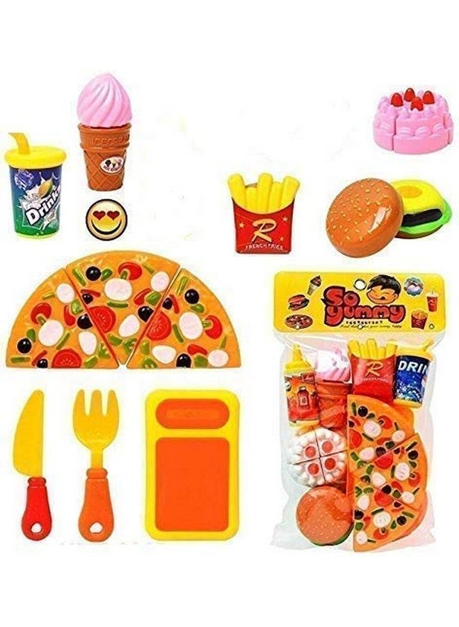 Flywind Pizza Party Fast Food Pretend Cooking & Cutting Play Set Toy for Kids (Multi-Color) - Image 4
