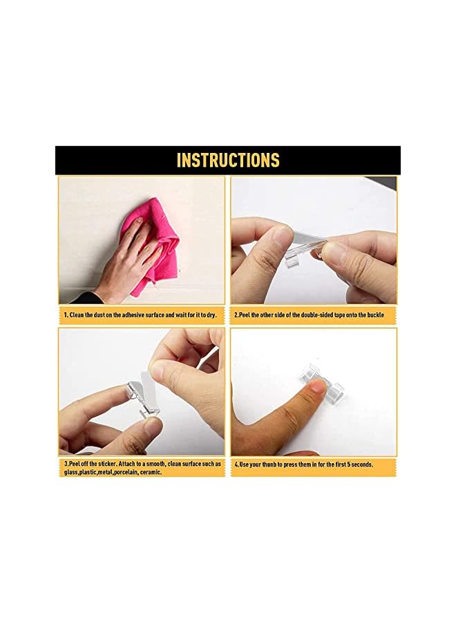 promass Adhesive Cable Clips,Wire Clips,Car Cable Organizer,Cable Holder,Cable Wire Management,Cable Holder for Car,Office,Home (Big Size Transparent - 48-Packs) - Image 4