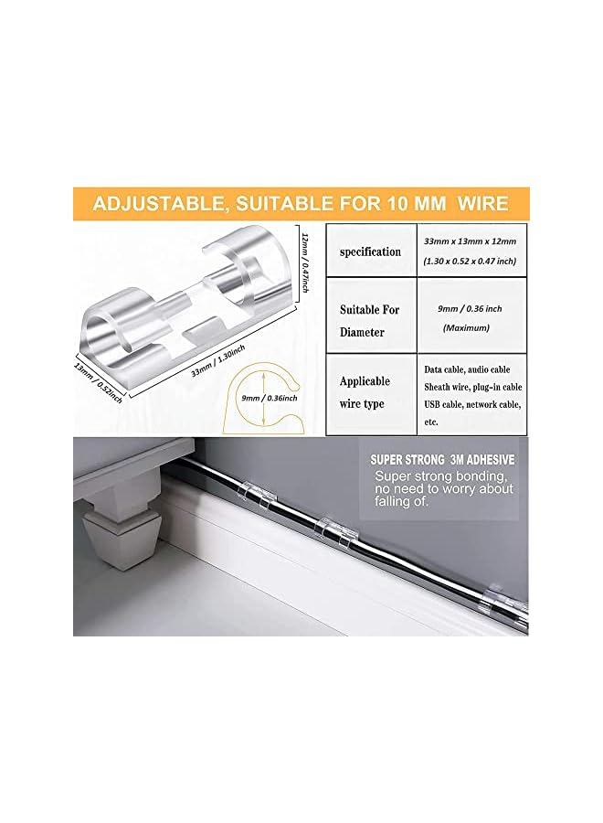 promass Adhesive Cable Clips,Wire Clips,Car Cable Organizer,Cable Holder,Cable Wire Management,Cable Holder for Car,Office,Home (Big Size Transparent - 48-Packs) - Image 2