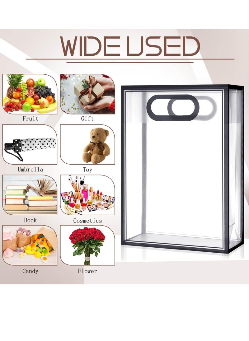 Excefore Clear Plastic Gift Bags, 20Pcs Transparent PVC Gift Bag, Plastic Gift Tote Bag, Reusable Shopping Bags, with Die Cut Handle, for Wedding Bridal Shower Party Favor (26x18x8 cm, Black Trim)  - Image 3