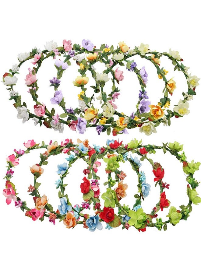 Rocutus 10Pcs Bohemian Flower Crown Floral Wreath Garland Headbands Flower Crown For Women (10 Pieces) - Image 2