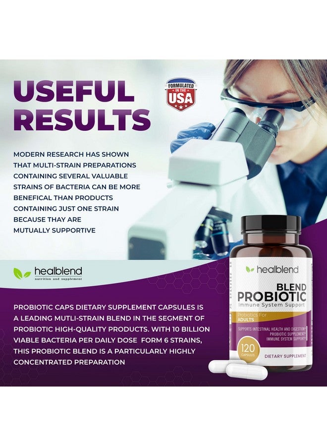 healblend Probiotic Caps Dietary Supplement Capsules Probiotic For Women And For Men Digestive Health Immune System Support Nongmo Glutenfree 120 Veg Caps - Image 3