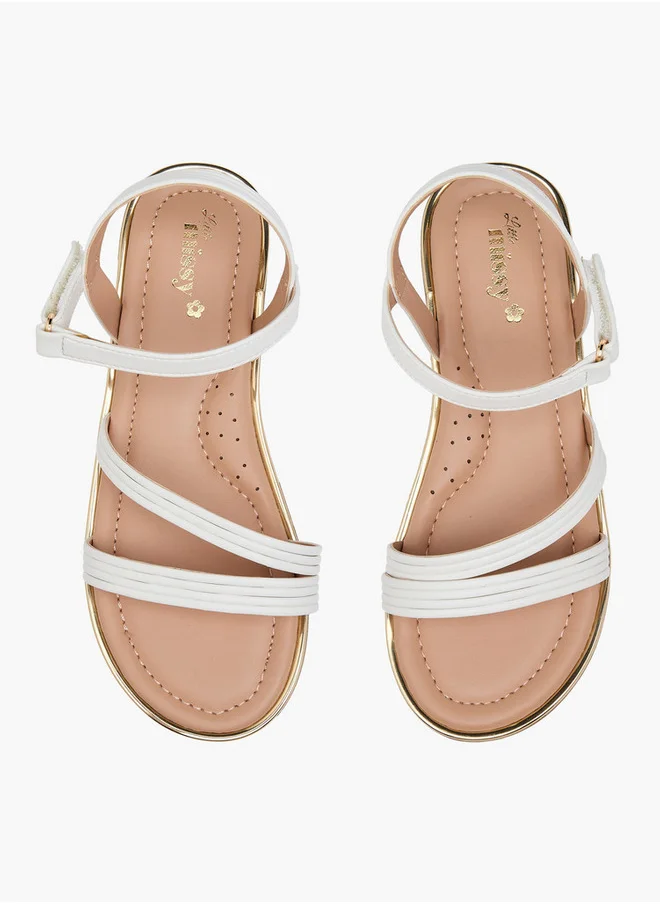 جونيورز Girls Solid Open Toe Sandals with Hook and Loop Closure