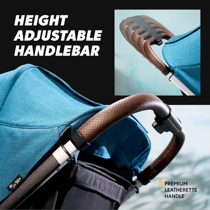 Baby Jogger City Mini GT3 All Terrain Stroller with Forever Air Rubber Tires and All Wheel Suspension with Magnetic Buckle and NoRethread Harness HeightAdjustable Handlebar and Foot Brake - Image 5