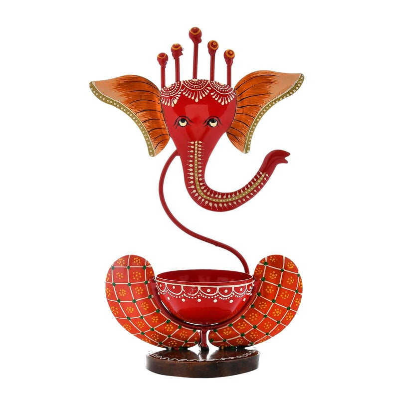 Craftam Metal Ganesha Tealight Candle Holder Stand for Home Living Room Decorative Gift Items - Image 2